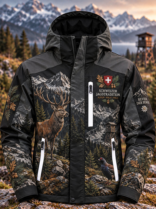 Herren-Grafikjacke aus strapazierfähigem Obermaterial zur Erinnerung an die Jagdsaison