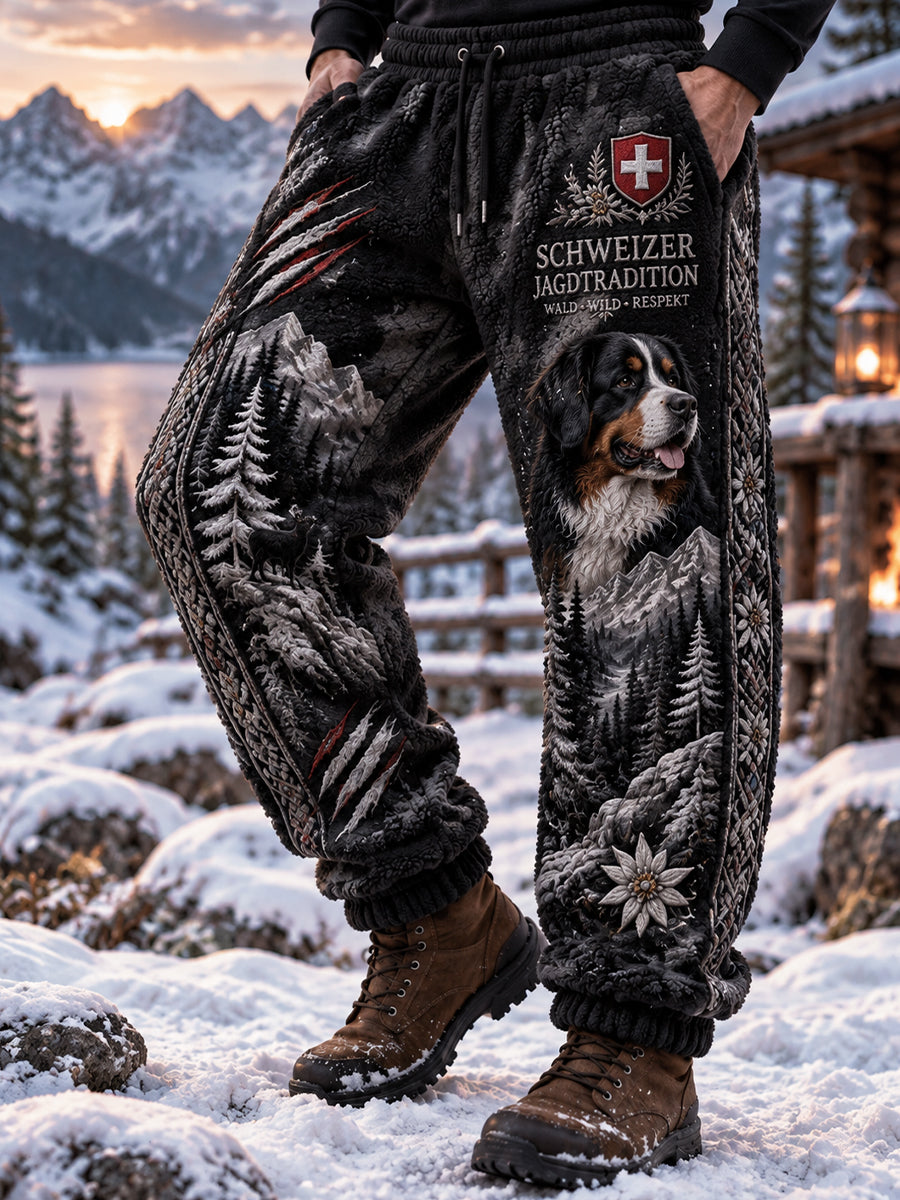 Herren-Flanellhose mit Jagdsaison-Motiv