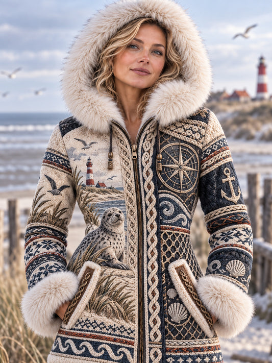 Küstenkunst-Kapuzenjacke für Damen