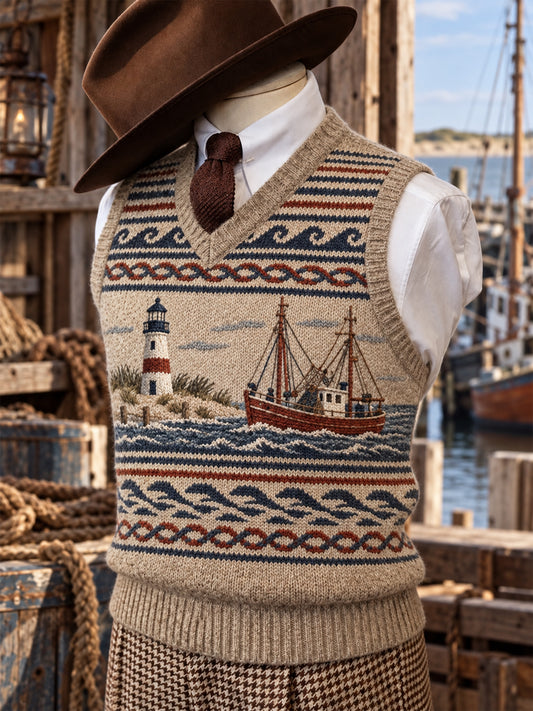 Herrenweste mit Küstenmotiven