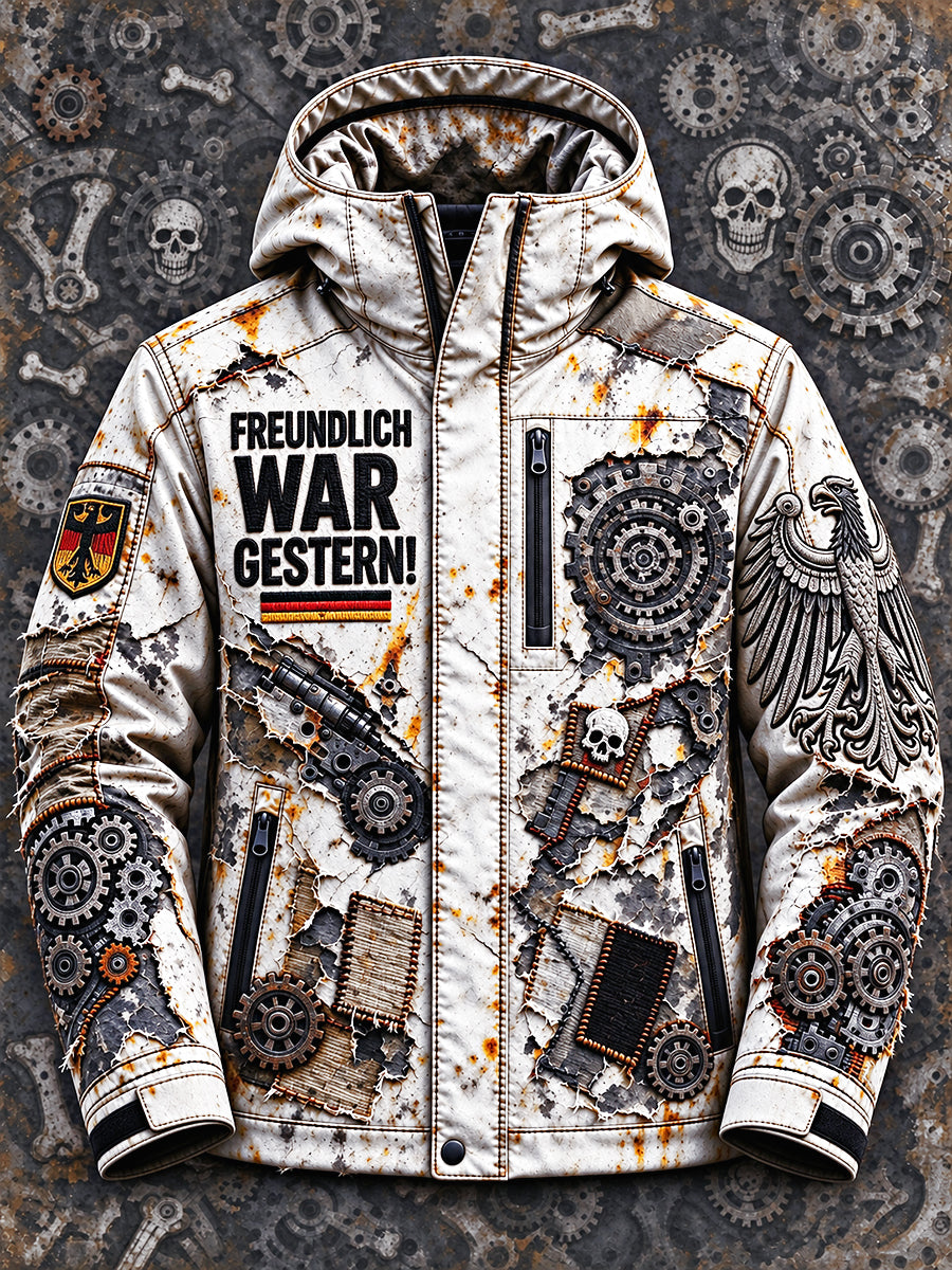 Herren-Retro-Windjacke im deutschen Punk-Stil mit Print – lässig