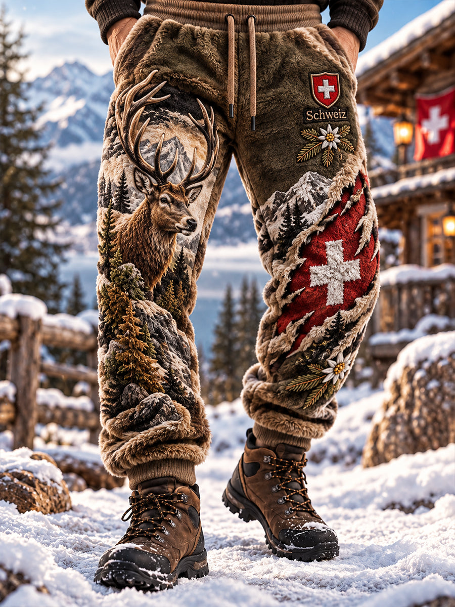 Herren-Flanellhose mit Jagdsaison-Motiv