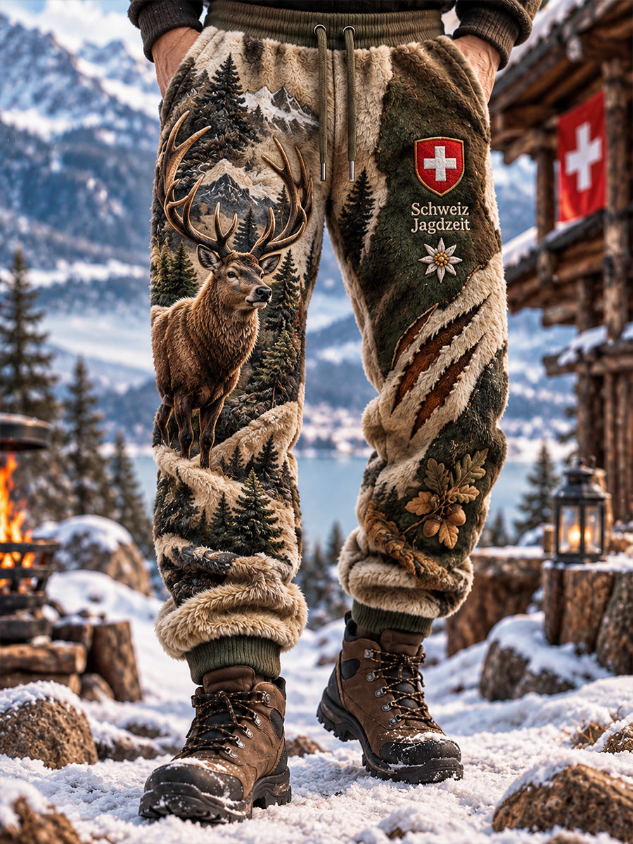 Herren-Flanellhose mit Jagdsaison-Motiv