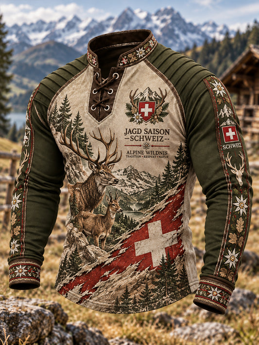 Herren-Longsleeve mit Raglanärmeln und grafischem „Hunting Season“-Print