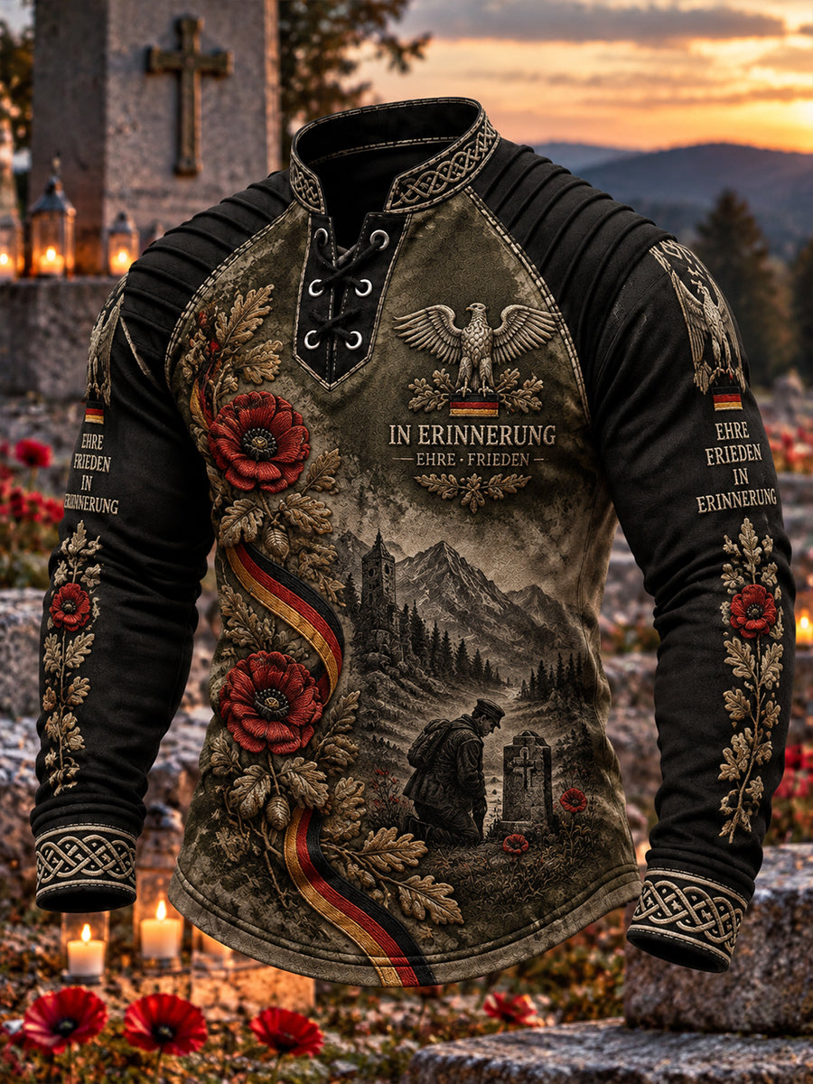 Herren-Graphic-Longsleeve mit Raglanärmeln und Veteranen-Gedenkmotiv