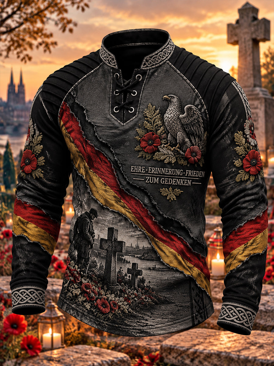 Herren-Graphic-Longsleeve mit Raglanärmeln und Veteranen-Gedenkmotiv