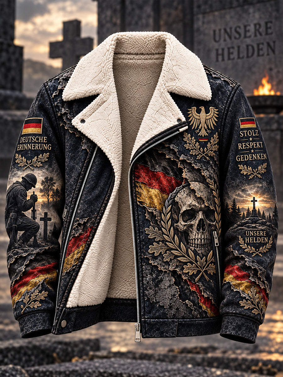 Herrenjacke mit Fleecefutter und grafischen Prints im Veteranenstil