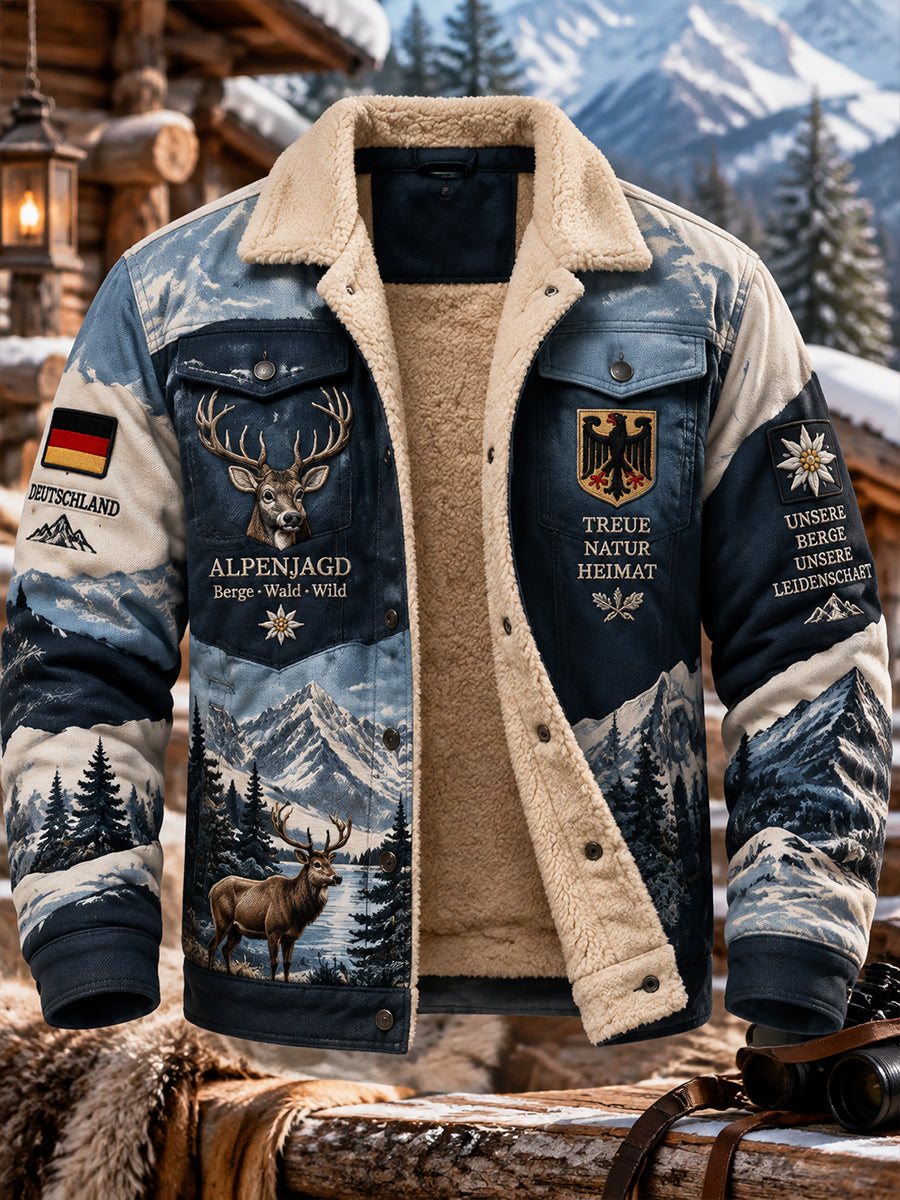Herrenjacke mit Fleece-Innenfutter und Jagdsaison-Motiv