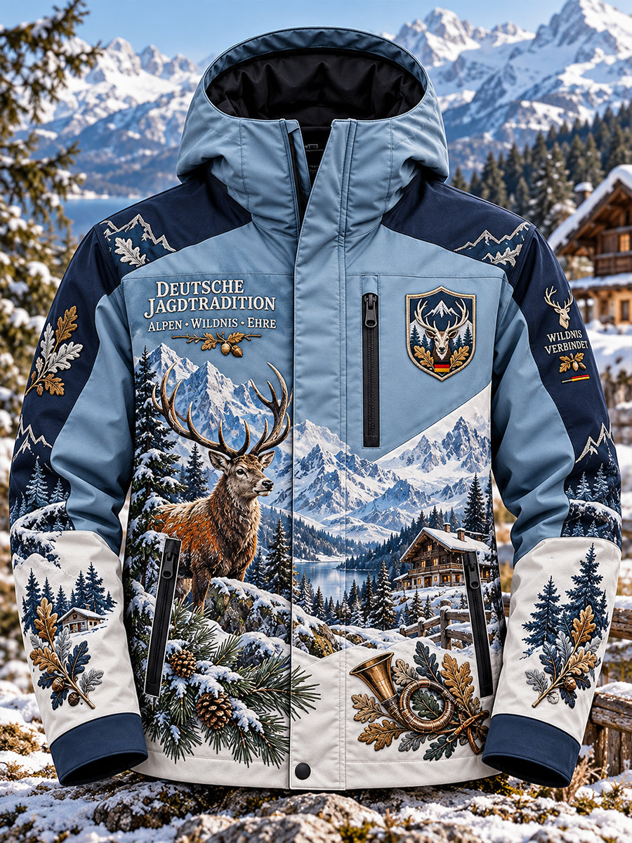Herren-Jacke mit Jagd-Motiv-Print und wasserabweisendem Obermaterial
