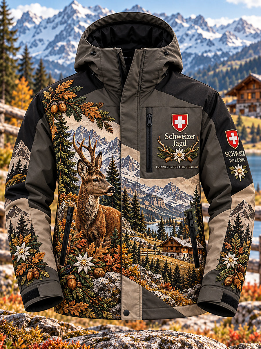 Herren-Grafikjacke aus strapazierfähigem Obermaterial zur Erinnerung an die Jagdsaison