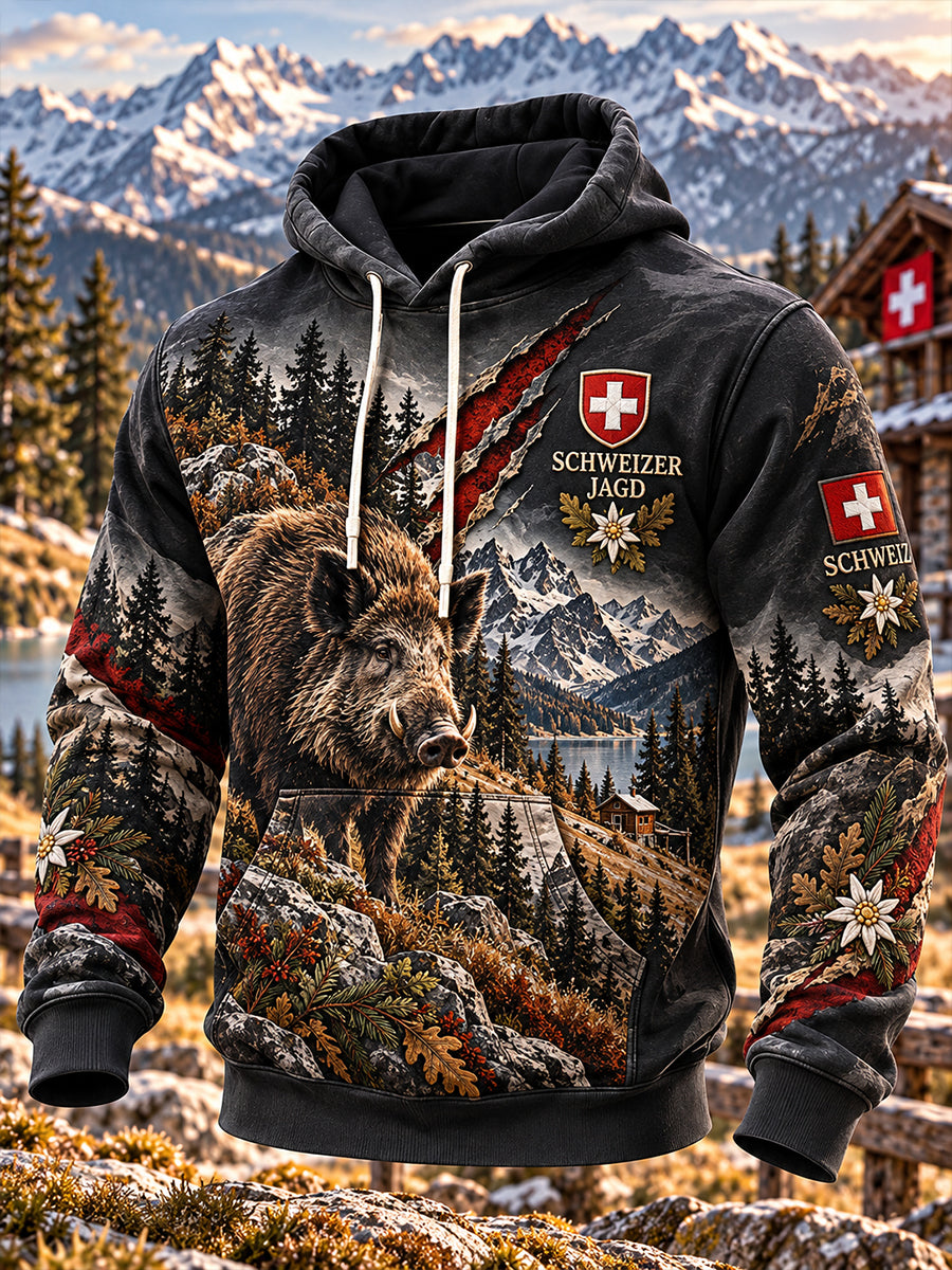 Herren-Hoodie mit Jagdsaison-Grafikdruck