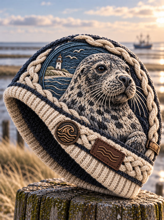 Küstenkunst Vintage Herbst- und Wintermütze, warm und kuschelig gestrickt