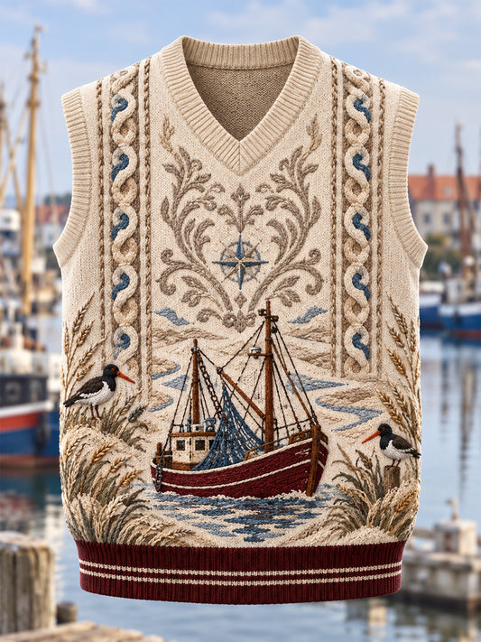 Herrenweste mit Küstenmotiven