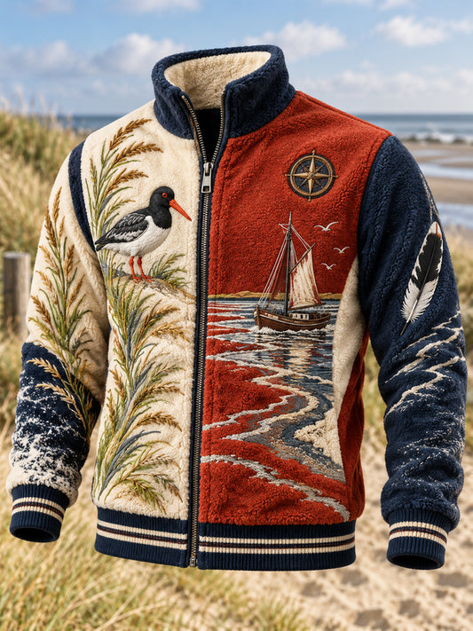 Herren-Flanelljacke mit Reißverschluss im Küstenstil